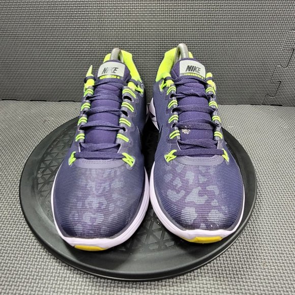 Womens Sz 9 Purple Cheetah Print Nike Lunar Glide+ 5 Running Shoes - Picture 2 of 8